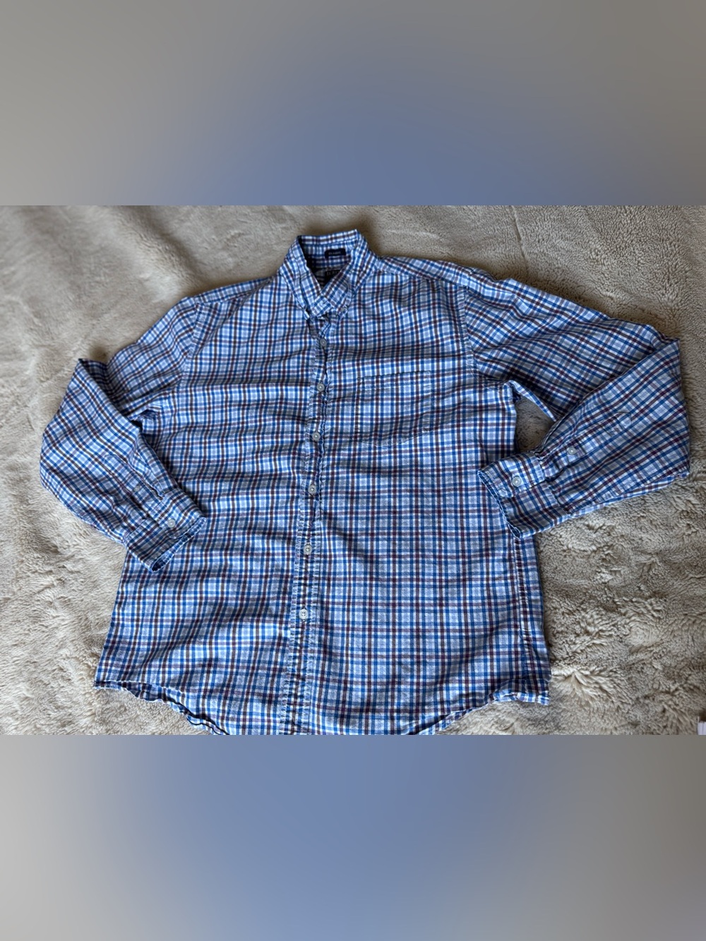 J Crew classic flex washed 98% cotton plaid button down size L